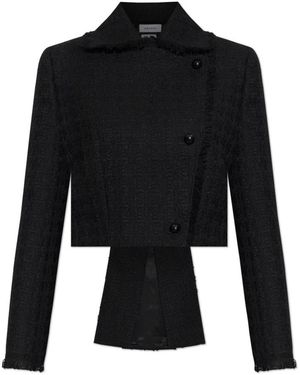 McQueen Asymmetrische Tweed Blazer - Zwart
