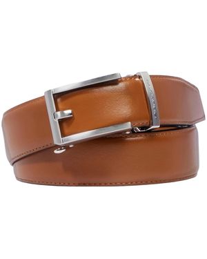 Piquadro Accessoires ,Bruin ,Katoen Leren Riem Zonder Gaatjes