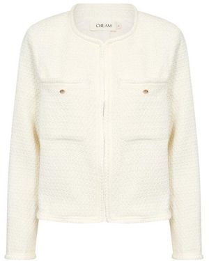 Cream Kurze Jacke Mit Großen Brusttaschen - Weiß