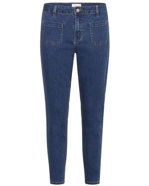Cream Cropped Jeans - Azul