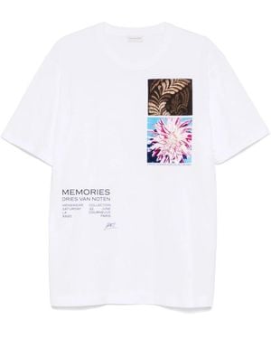 Dries Van Noten Weißes baumwoll-t-shirt mit grafikdruck