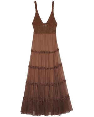 Ermanno Scervino Kleedjes ,Bruin ,Katoen Vestiti E Tute Poliestere