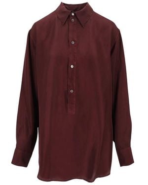Barena Overhemden ,Rood ,Camillo Zijden Shirt - Paars