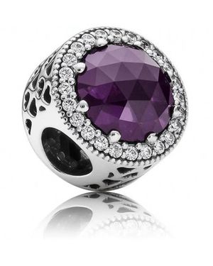 PANDORA Abstrakter Silber Charm Mit Königsblauem Kristall Und Klarem Zirkonia - Lila