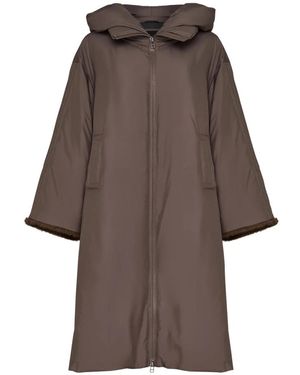 CESARE GASPARI Oversized daunenmantel mit kapuze und kunstpelzärmeln - Braun