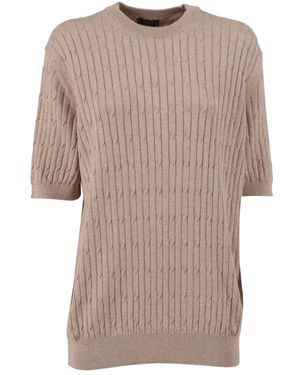 Peserico Round-Neck Knitwear - Brown