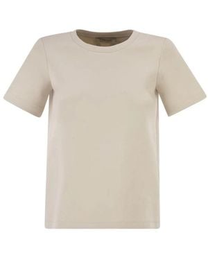 Max Mara Baumwoll-Jersey-T-Shirt - Natur