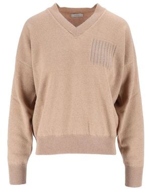 Peserico V-Neck Knitwear - Neutro
