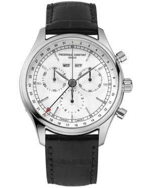 Frederique Constant Accessoires ,Wit ,Leer Quartz Chronograaf Triple Calendar - Metallic