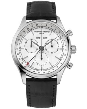 Frederique Constant Accessoires ,Wit ,Leer Quartz Chronograaf Triple Calendar - Metallic