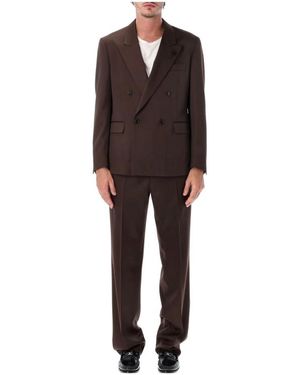 Lardini Kostuums ,Bruin ,Wol Kostuumjas Dubbelzijdig Broek Bodem 23Cm - Zwart