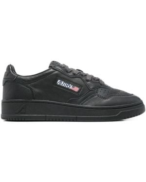 Autry Schoenen ,Zwart ,Leer Medalist Low Leren Sneakers