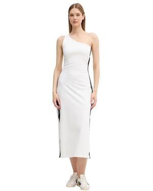 EA7 Logo Series Stretch Jersey Kleid - Weiß