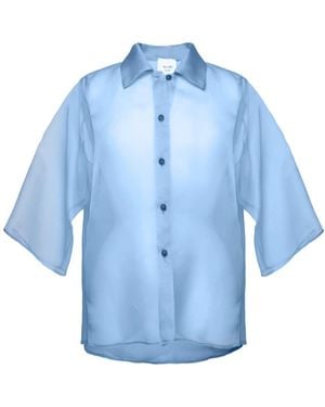 Alysi Organza Zijden Blouse - Blauw