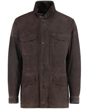 Moorer Daunenlederjacke Mit Kordelzug - Braun