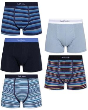 Paul Smith Five-Pack Mixed Signature Stripe Boxer Briefs - Blauw