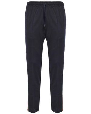 Gucci Broeken ,Zwart ,Technische Jersey Sportbroek Met Web - Blauw