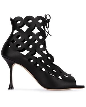 Manolo Blahnik Schoenen ,Zwart ,Leer Taralo 90Mm Cut-Out Laarzen