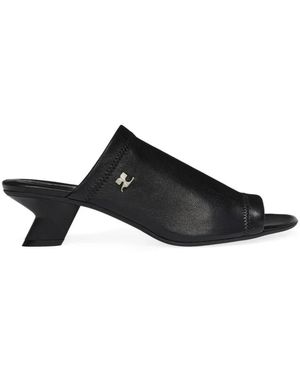 Courreges Schoenen ,Zwart ,Leer Peep Toe Sculpted Heel Sandalen