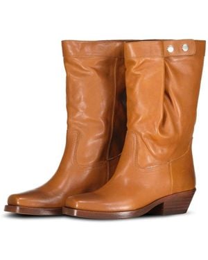 Isabel Marant Leren Bikerlaarzen Met Knoopdetail - Bruin