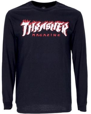 Thrasher Long Sleeve T-Shirts - Blue
