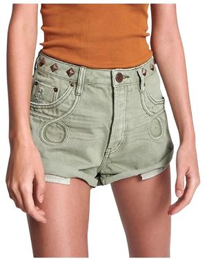 One Teaspoon Bandits Mid Waist Denim Shorts - Grün