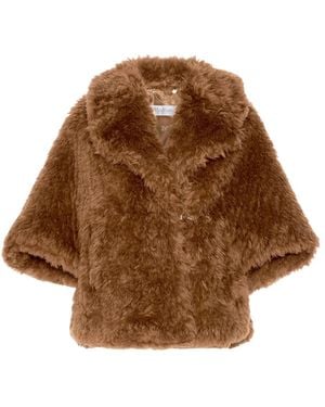 Max Mara Wollcape Mit Weicher Textur - Braun