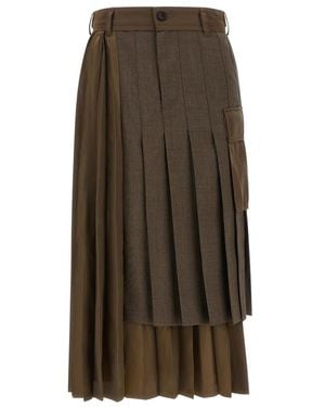 Sacai Midi Skirts - Brown