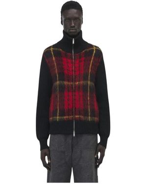 McQueen Karierte Strickjacke Mit Reißverschluss - Rot