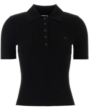 Courreges Iconische Ribgebreide Poloshirt - Zwart