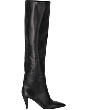 Strategia Schwarzer Lederstiefel Mit Absatz