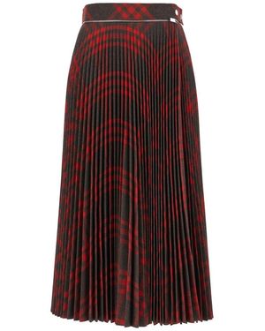Burberry Folded Pleat Check Midi Rok - Bruin