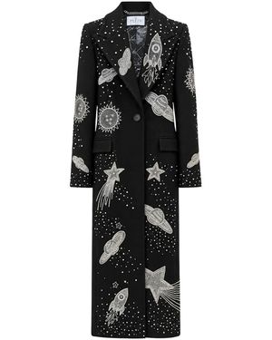 Philipp Plein Single-Breasted Long Coat Space Zodiac - Schwarz