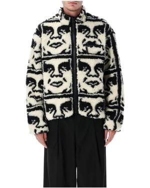 Obey Repeated Icon Sherpa Jacket - Zwart