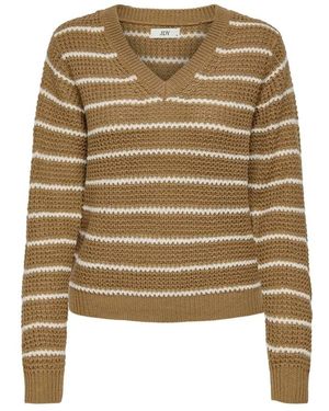 Jacqueline De Yong Gestreifter v-ausschnitt pullover - Grün