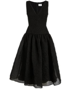 Erdem Organza V-Neck Sleeveless Midi Dress - Black