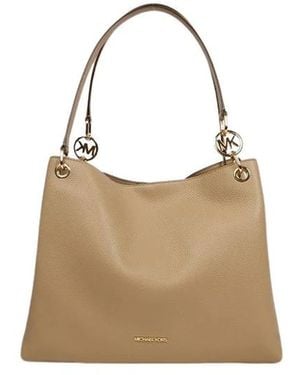 Michael Kors Christina Große Schultertasche Aus Genarbtem Leder - Natur