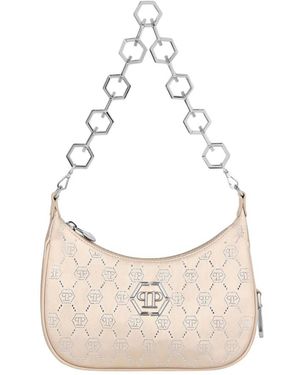 Philipp Plein Satin Shoulder Bag Monogram Strass - Natur
