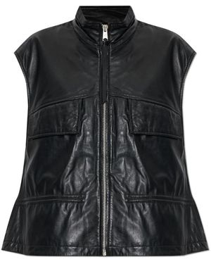 AllSaints Flor Relaxed Fit Lederweste - Schwarz