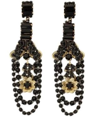 Rada' Accessoires ,Zwart ,Oorbellen Met Gedrapeerde Strass