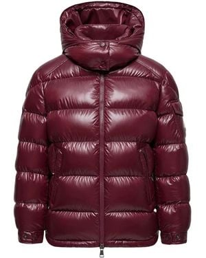 Moncler Jassen ,Rood ,Nylon Doudoune En Nylon Laqué Maire