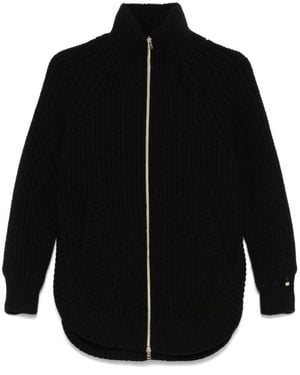 Herno Schwarze gestrickte daunenjacke mit hohem kragen