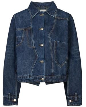 Rabens Saloner Dunkle Waschung Denim Jacke - Blau