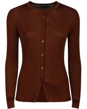 Tom Ford Truien & Vesten ,Bruin ,Jersey Cardigan Sweater