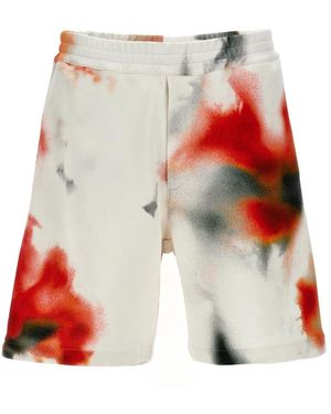 McQueen Obscured Flower Bermuda Shorts - Rood