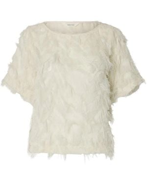 SELECTED Slfmyline Ss Boat Neck Top B - Naturel