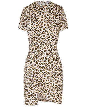 Rabanne Leopardenmuster Drapiertes Minikleid - Natur