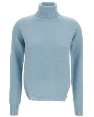 Drumohr Rippstrick-Rollkragenpullover - Blau