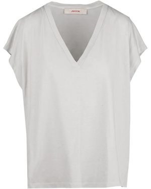 Jucca Tops ,Katoen T-Shirt Met V-Hals - Wit