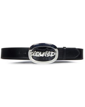 DSquared² Cinturones negros ajustables con cierre plateado - Azul